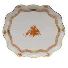 Herend Chinese Bouquet Rust Scallop Tray 11.25x9.5 in AOG---00420-0-00
