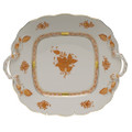 Herend Chinese Bouquet Rust Square Cake Plate with Handles 9.5 in AOG---00430-0-00