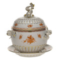 Herend Chinese Bouquet Rust Soup Tureen with Platter 4 qt AOG---06541-0-18