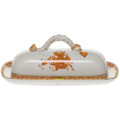 Herend Chinese Bouquet Rust Butter Dish 8.5 in AOG---00398-0-02