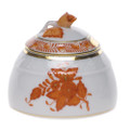 Herend Chinese Bouquet Rust Honey Pot with Rose 2.5 in AOG---00243-0-09