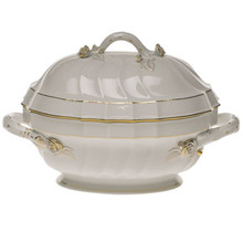 Herend Golden Edge Soup Tureen with Branch 2 qt HDE---01014-0-02