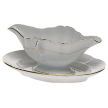 Herend Golden Edge Gravy Boat with fixed Stand HDE---00234-0-00