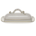 Herend Golden Edge Butter Dish with Branch 8.5 in HDE---00398-0-02