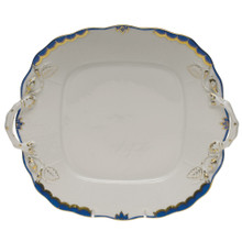 Herend Princess Victoria Blue Square Cake Plate with Handles 9.5 in A-BGNB00430-0-00