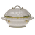 Herend Princess Victoria Green Soup Tureen with Branch 2.5 qt A-BGN-01014-0-02