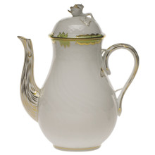 Herend Princess Victoria Green Coffee Pot with Rose 36 oz A-BGN-01613-0-09