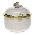 Herend Princess Victoria Green Sugar Bowl with Rose 6 oz A-BGN-01463-0-09