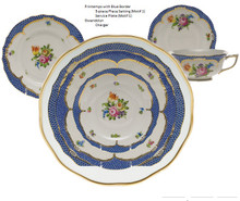 Herend Printemps with Blue Border 5-piece Place Setting