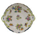 Herend Queen Victoria Blue Border Chop Plate with Handles 12 in VBO-Y301173-0-00