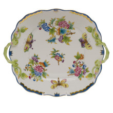 Herend Queen Victoria Blue Border Square Cake Plate with Handles 9.5 in VBO-Y300430-0-00