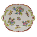 Herend Queen Victoria Pink Border Square Cake Plate with Handles 9.5 in VBO-Y400430-0-00