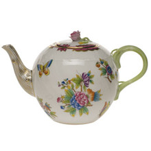 Herend Queen Victoria Pink Border Tea Pot with Rose 36 oz VBO-Y401605-0-09