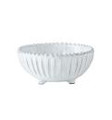 Use our Incanto white stripe footed bowl for berries, ice cream, savory dips, or whatever your heart desires! This is one of our most popular bowls, everyone loves the feet! Dishwasher, microwave, oven and freezer safe. Handmade of terra marrone (brown clay) in Veneto.