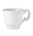 Mix-and-match your Incanto white lace mugs with our other assorted mugs. They include, leaf, scallop and stripe mugs which will make a beautiful table setting. Dishwasher, microwave, oven and freezer safe. Handmade of terra marrone (brown clay) in Veneto.