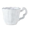 You can go casual or formal with our Incanto white scallop mugs. This beautiful design lends itself to both looks. You can also mix them up with our other Incanto white mugs, the leaf, stripe or lace ones. You'll have a beautiful table with all the same mugs or an assortment! Dishwasher, microwave, oven and freezer safe. Handmade of terra marrone (brown clay) in Veneto.