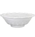 The Incanto white lace large bowl is a statement piece from the Incanto Collection. It will look great served with your favorite pasta dish or a salad. It's big enough to serve a large group of guests. It is also lovely just sitting on your dining room table. This is a must have piece from the Incanto Collection. Handmade of terra marrone in Veneto. Dishwasher, microwave, oven and freezer safe.