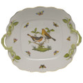 Herend Rothschild Bird Square Cake Plate with Handles 9.5 in RO----00430-0-00