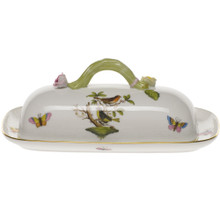Herend Rothschild Bird Butter Dish with Branch 8.5 in RO----00398-0-02