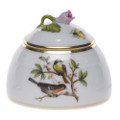 Herend Rothschild Bird Honey Pot with Rose 2.5 in RO----00243-0-09