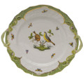 Herend Rothschild Bird Borders Green Chop Plate with Handles 12 in RO-EV-01173-0-00