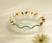 Annieglass Ruffle Gold Soup Bowl 10 in G195