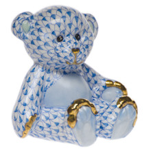 Herend Small Teddy Bear Fishnet Blue 2.5 x 2.5 in SVHB--15974-0-00