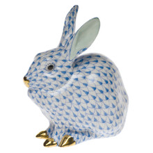 Herend Bunny Sitting Fishnet Blue 5.25 in VHB---15305-0-00