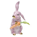 Herend Large Bunny with Carrot Fishnet Raspberry 7.75 in SVHP--15097-0-00