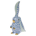 Herend Rabbit with One Ear Up Fishnet Blue 3.75 in VHB---05325-0-00