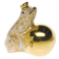 Herend Frog with Crown Fishnet Butterscotch 1.5 in VHJ---15369-0-00
