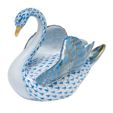 Herend Swan Fishnet Blue 4 x 3.5 in SVHB--05237-0-00