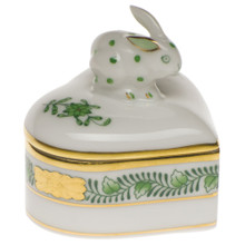 Herend Heart Box with Bunny Chinese Bouquet Green 2 in AV----06112-0-25