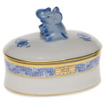 Herend Oval Box with Elephant Chinese Bouquet Blue 2.75 in ASB-CH06114-0-95