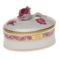 Herend Oval Box with Rose Chinese Bouquet Raspberry 2.75 in AP----06114-0-09