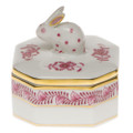 Herend Petite Octagonal Box with Bunny Chinese Bouquet Raspberry 2 in AP----06105-0-25