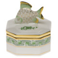 Herend Petite Octagonal Box with Fish Chinese Bouquet Green 2 in AV----06105-0-28