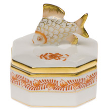 Herend Petite Octagonal Box with Fish Chinese Bouquet Rust 2 in AOG---06105-0-28