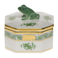 Herend Small Octagonal Box with Frog Chinese Bouquet Green 2.5 x 2.5 in ASV-CH06104-0-39