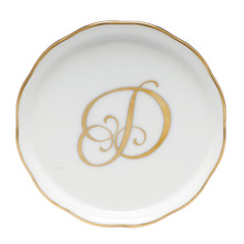 Herend Coaster with Monogram -D- 4 in LINOR600341-0-D