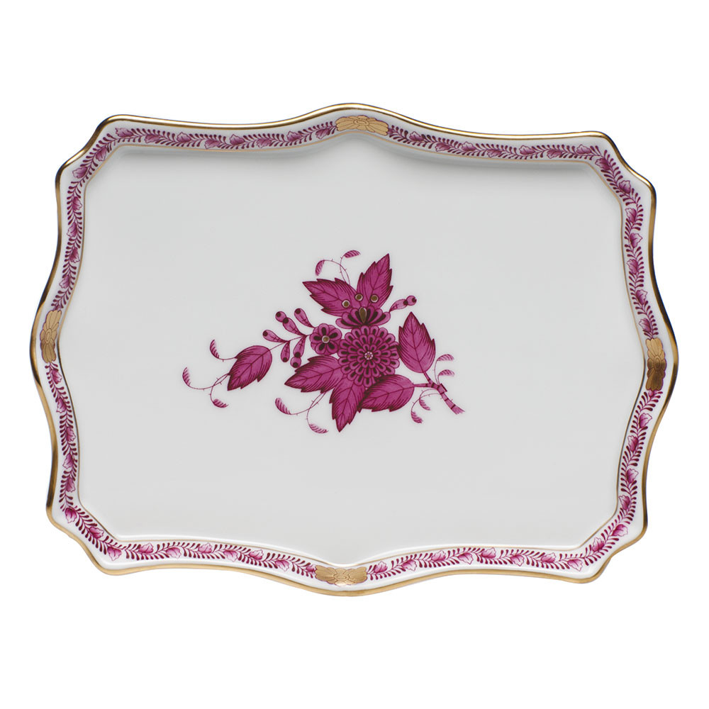 Herend Small Tray Chinese Bouquet Raspberry 7.5 x 5.5 in AP