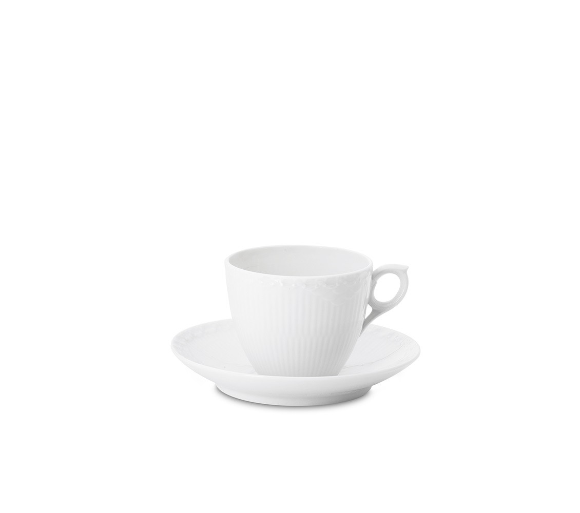 Royal Copenhagen - White Fluted Full Lace Coffee Cup & Saucer 5 oz