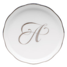 Herend Coaster Platinum with Monogram -A-4 in  LINPT100341-0-A