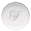 Herend Coaster Platinum with Monogram -F-4 in  LINPT100341-0-F