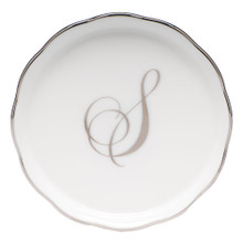 Herend Coaster Platinum with Monogram -S-4 in  LINPT100341-0-S