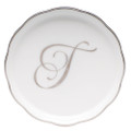 Herend Coaster Platinum with Monogram -T-4 in  LINPT100341-0-T