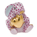 Herend Bunny with Heart Fishnet Raspberry 1.5x5 in SVHP--05575-0-00