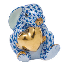 Herend Bunny with Heart Fishnet Sapphire 1.5x5 in SVHB3-05575-0-00