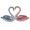 Herend Kissing Swans Fishnet Blue and Pink 6.5x3.5 in SVHQ1705199-0-00