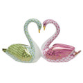 Herend Kissing Swans Fishnet Lime and Pink 6.5x3.5 in SVHQ3905199-0-00